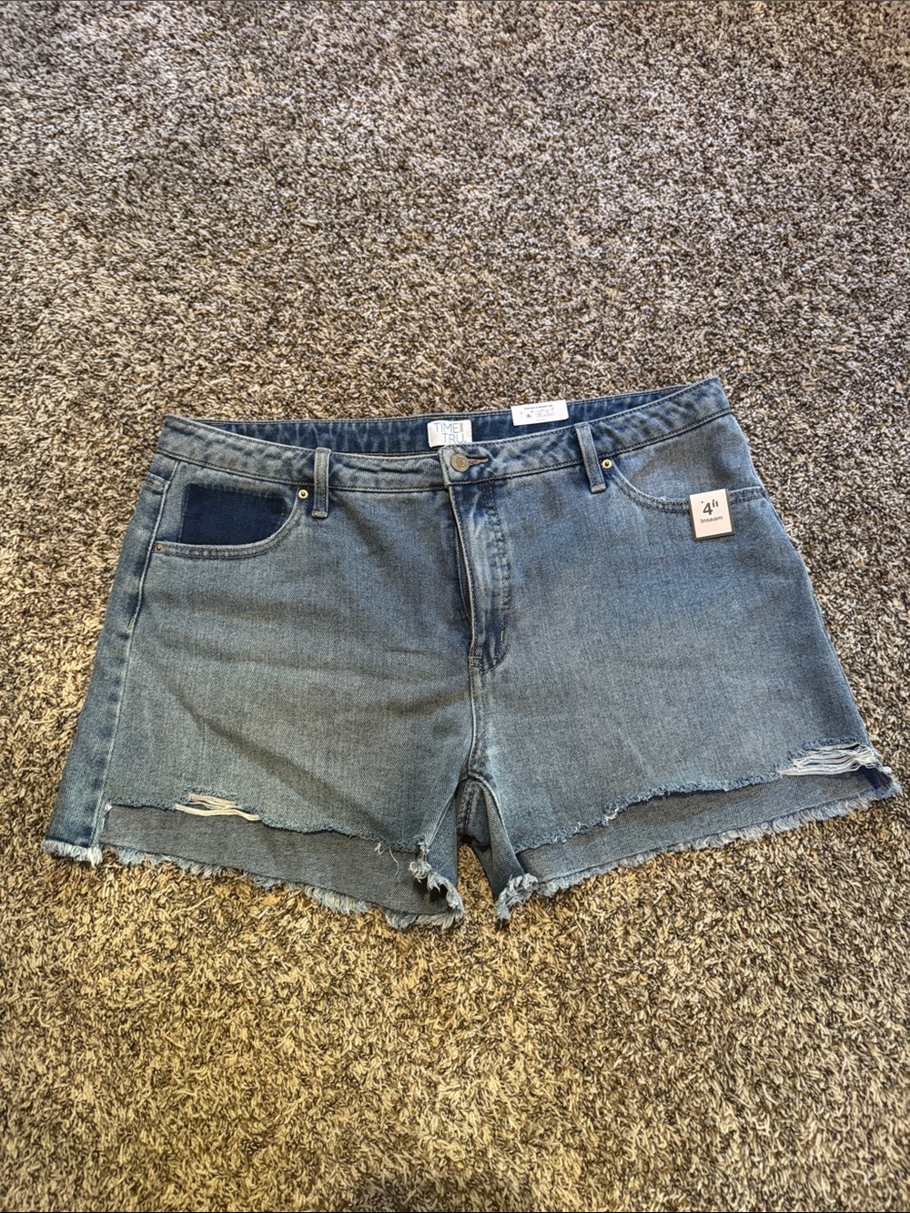Time and Tru Light Blue Distressed Denim Shorts